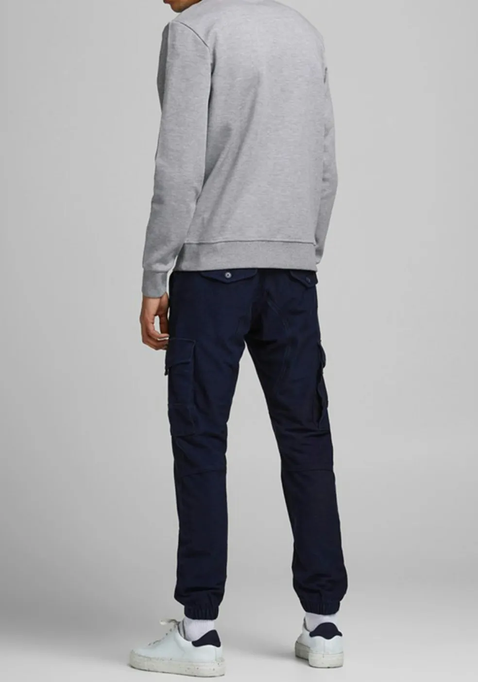 JACK & JONES sweatshirt katoen, O-hals, licht grijs melange