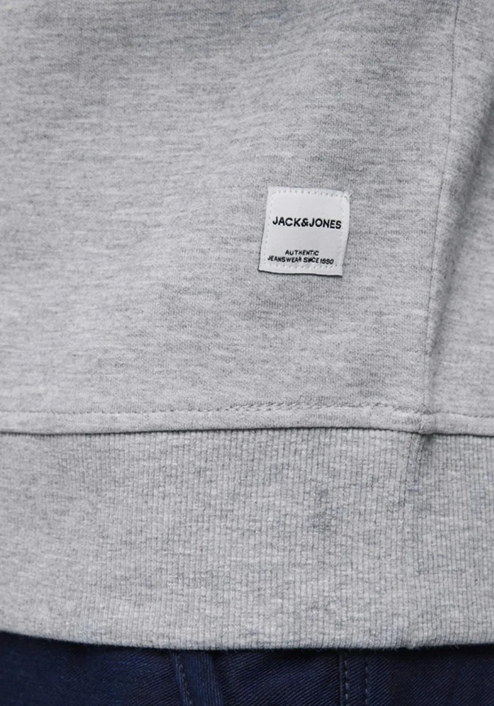 JACK & JONES sweatshirt katoen, O-hals, licht grijs melange