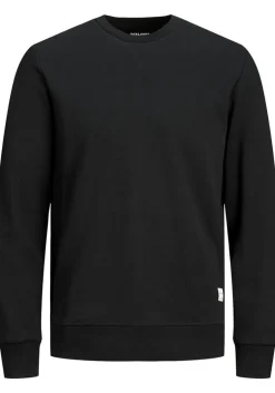 JACK & JONES sweatshirt katoen, O-hals, zwart