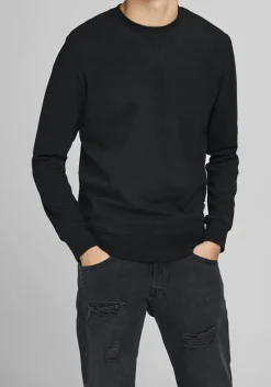 JACK & JONES sweatshirt katoen, O-hals, zwart