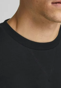 JACK & JONES sweatshirt katoen, O-hals, zwart