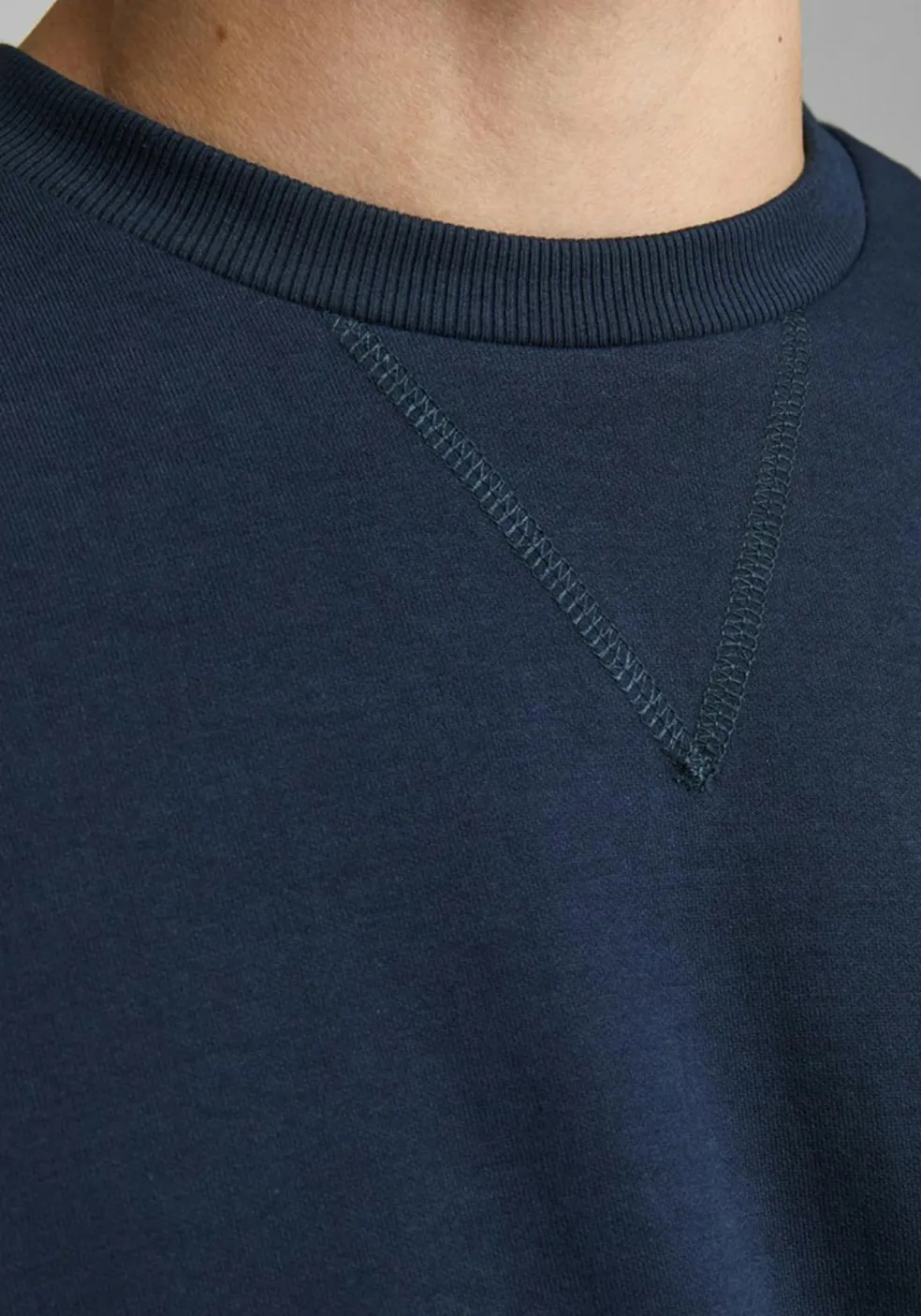 JACK & JONES sweatshirt katoen, O-hals, donkerblauw