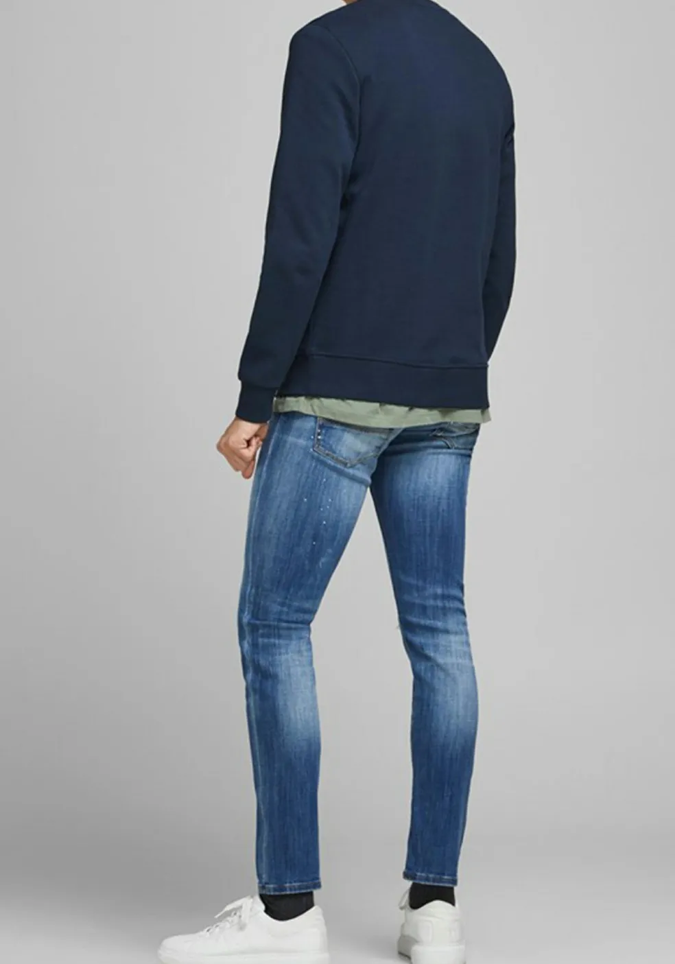 JACK & JONES sweatshirt katoen, O-hals, donkerblauw