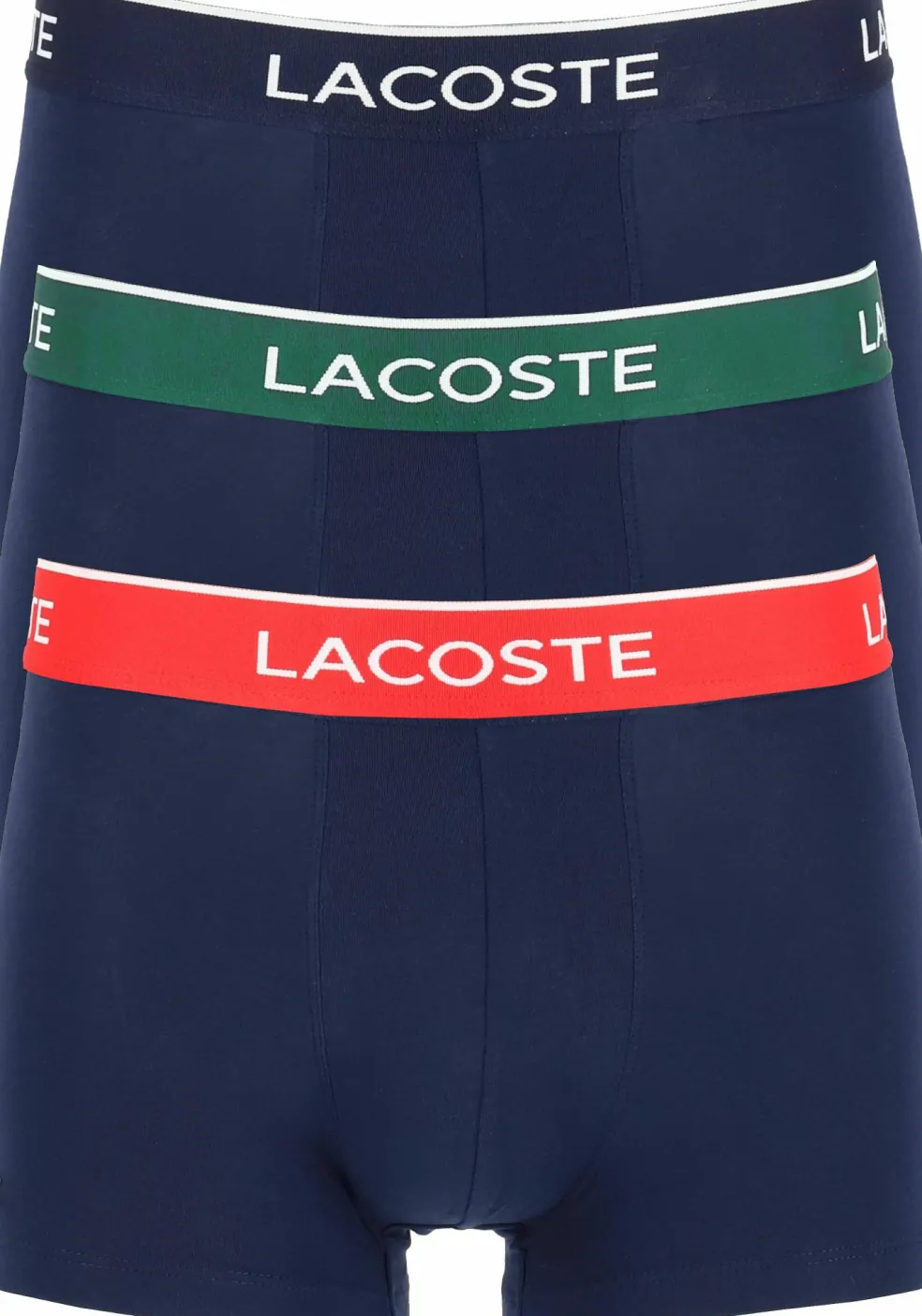 Lacoste Boxer Trunks (3-pack), heren boxers kort, blauw met gekleurde tailleband