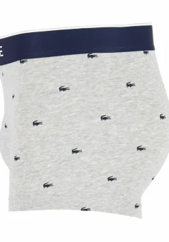 Lacoste Boxer Trunks (3-pack), heren boxers kort, grijs en blauw met logo en uni rood