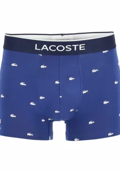 Lacoste Boxer Trunks (3-pack), heren boxers kort, grijs en blauw met logo en uni rood