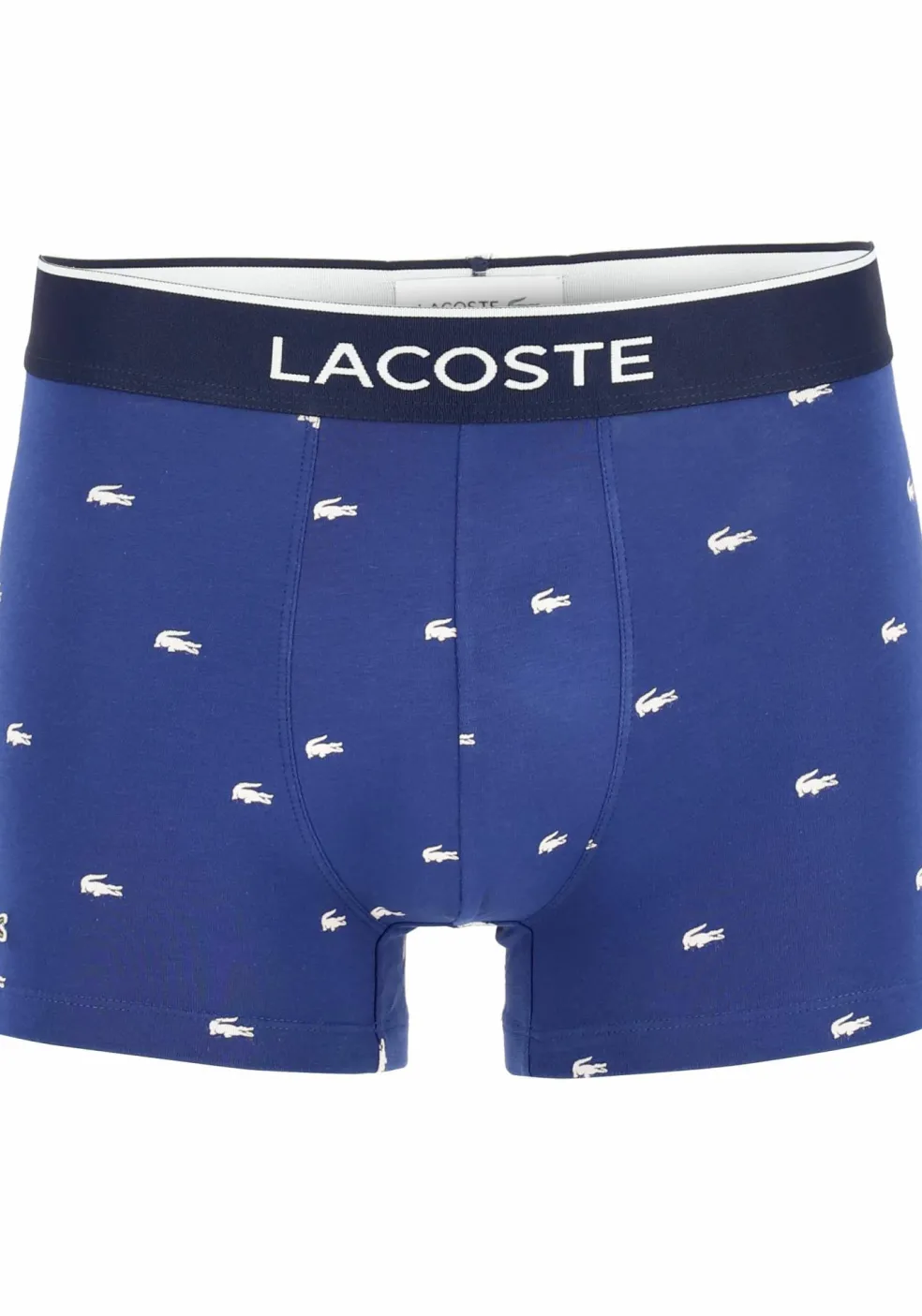 Lacoste Boxer Trunks (3-pack), heren boxers kort, grijs en blauw met logo en uni rood
