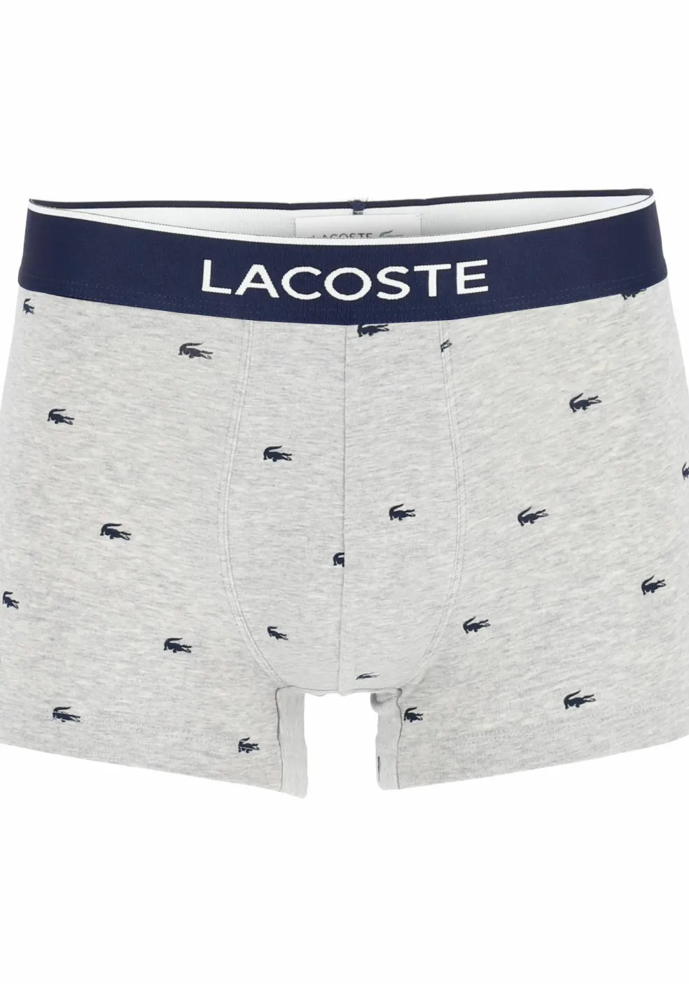 Lacoste Boxer Trunks (3-pack), heren boxers kort, grijs en blauw met logo en uni rood