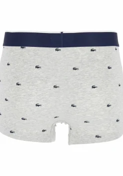 Lacoste Boxer Trunks (3-pack), heren boxers kort, grijs en blauw met logo en uni rood