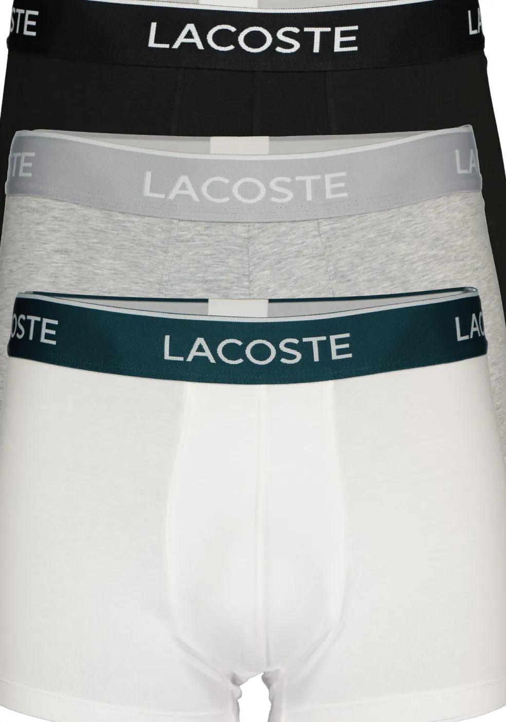 Lacoste Boxer Trunks (3-pack), heren boxers kort, zwart, wit en grijs