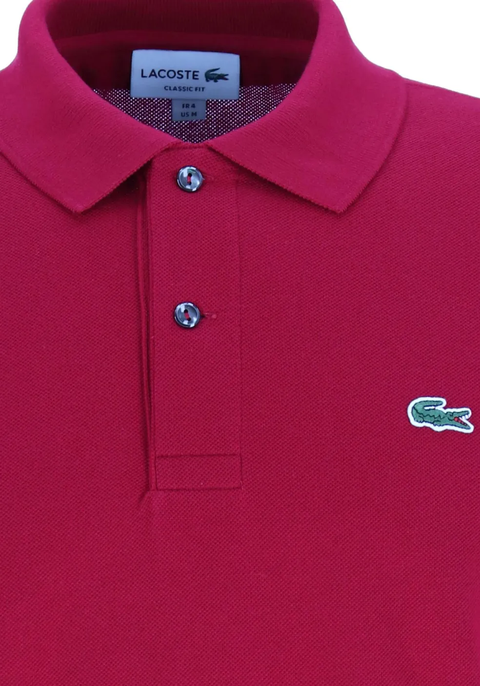 Lacoste Classic Fit polo lange mouw, bordeaux rood