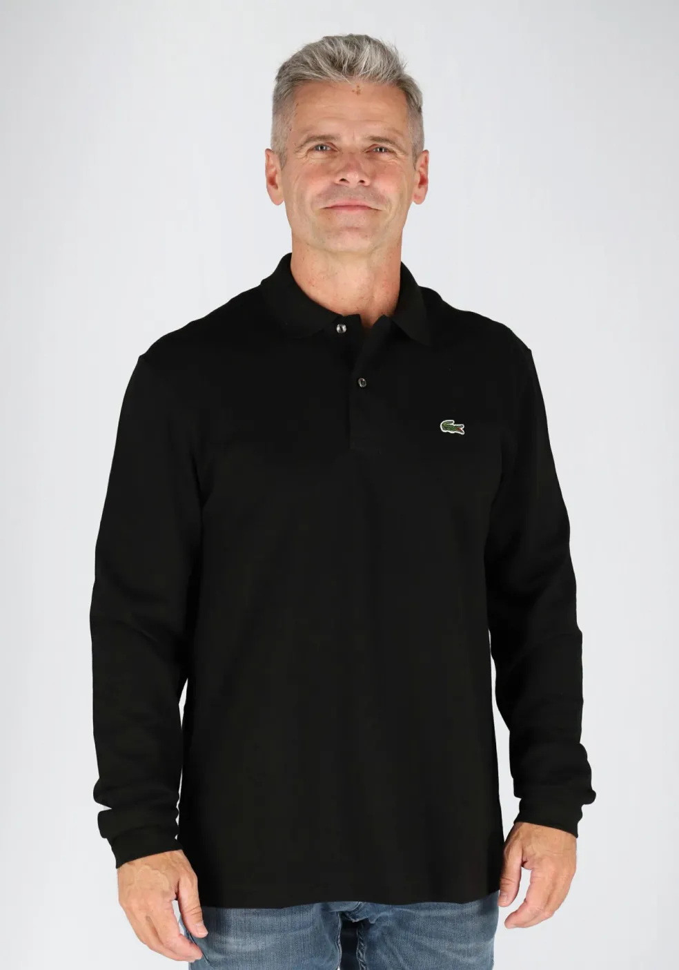Lacoste Classic Fit polo lange mouw, zwart