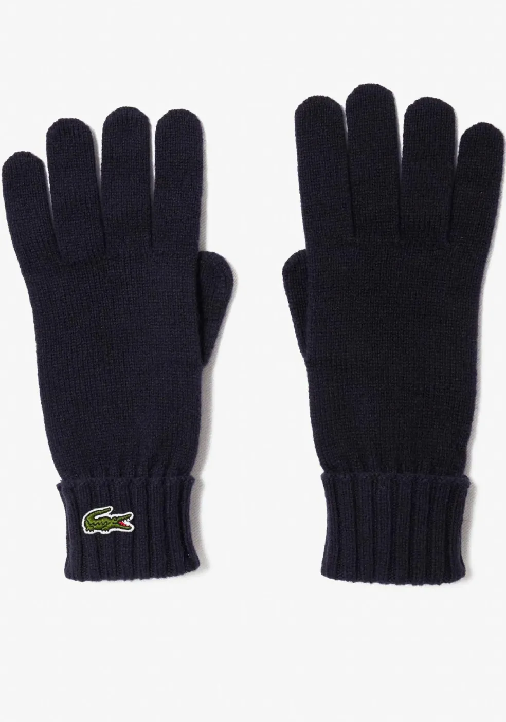 Lacoste handschoenen wol, unisex gebreide handschoenen, donkerblauw
