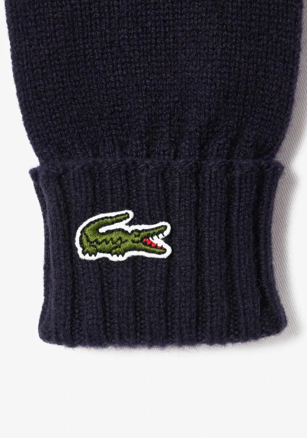 Lacoste handschoenen wol, unisex gebreide handschoenen, donkerblauw