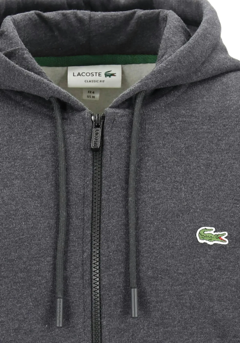 Lacoste heren hoodie sweatsvest, met rits, antraciet grijs