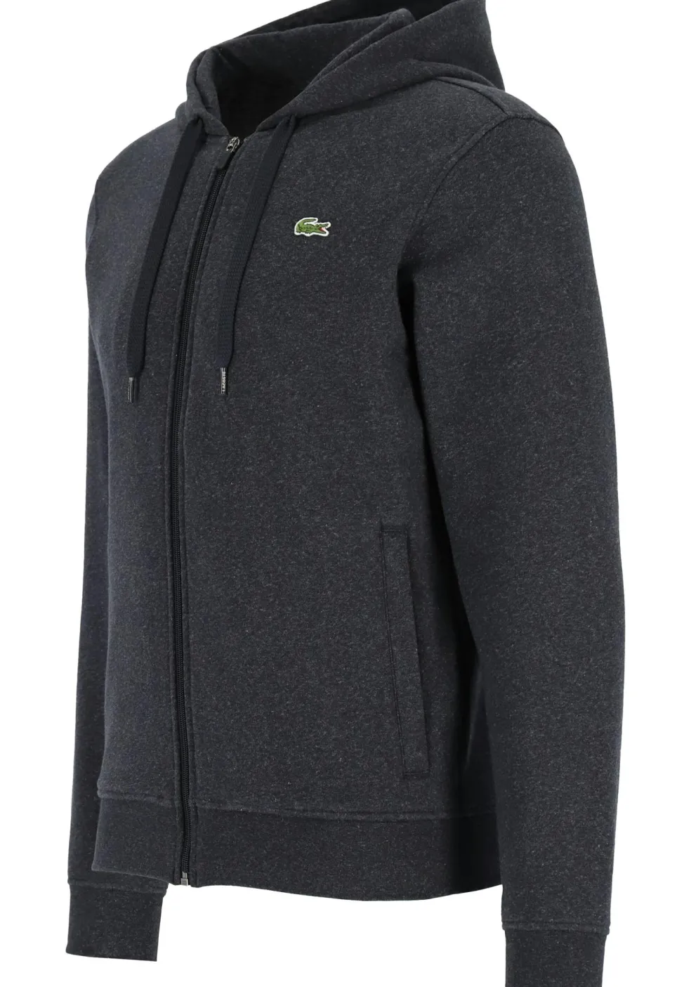 Lacoste heren hoodie sweatvest, met rits, antraciet grijs