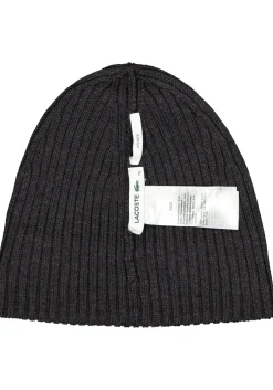 Lacoste muts wol, unisex gebreide muts, antraciet grijs