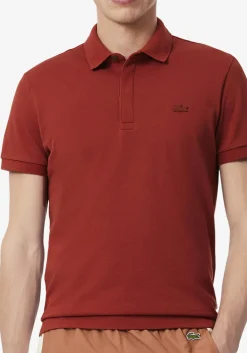 Lacoste Paris Stretch Pique Polo Regular Fit, roodbruin