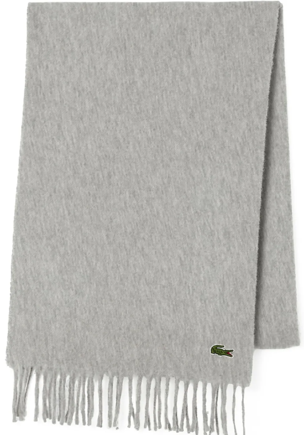 Lacoste sjaal wol met kasjmier, unisex gewoven sjaal, grijs melange