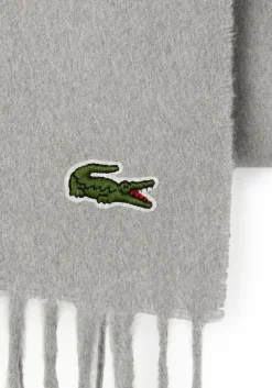 Lacoste sjaal wol met kasjmier, unisex gewoven sjaal, grijs melange