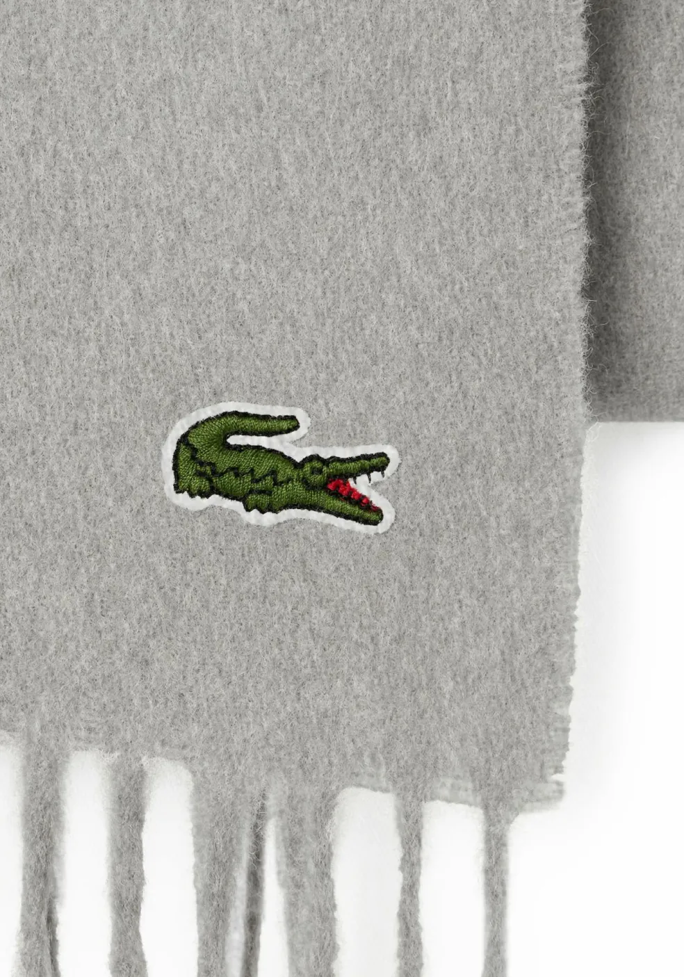 Lacoste sjaal wol met kasjmier, unisex gewoven sjaal, grijs melange