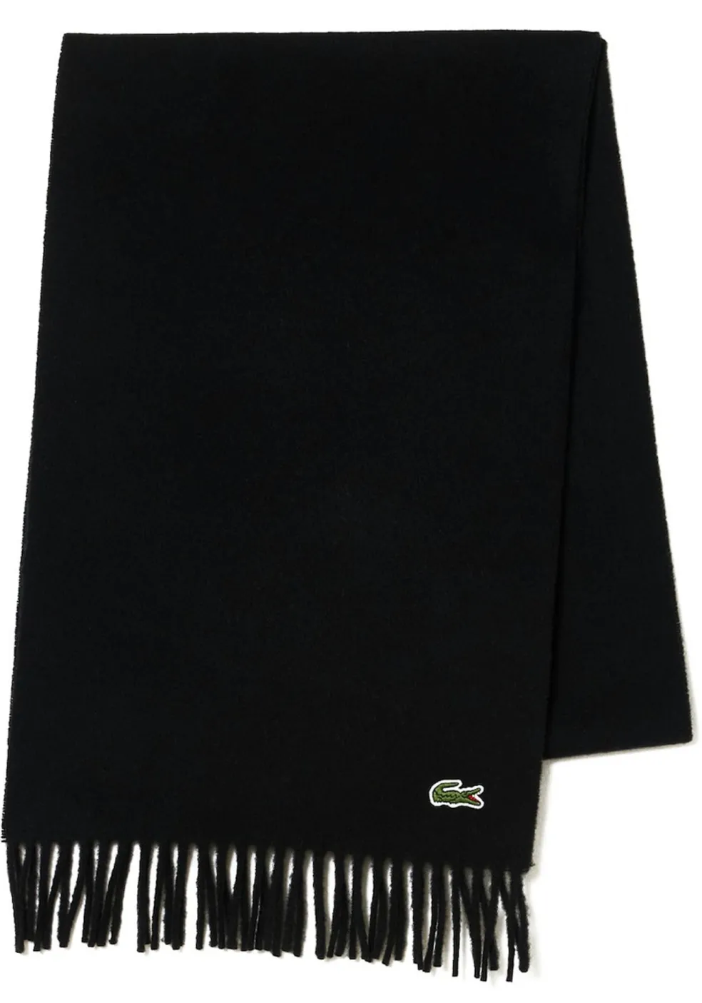 Lacoste sjaal wol met kasjmier, unisex gewoven sjaal, zwart