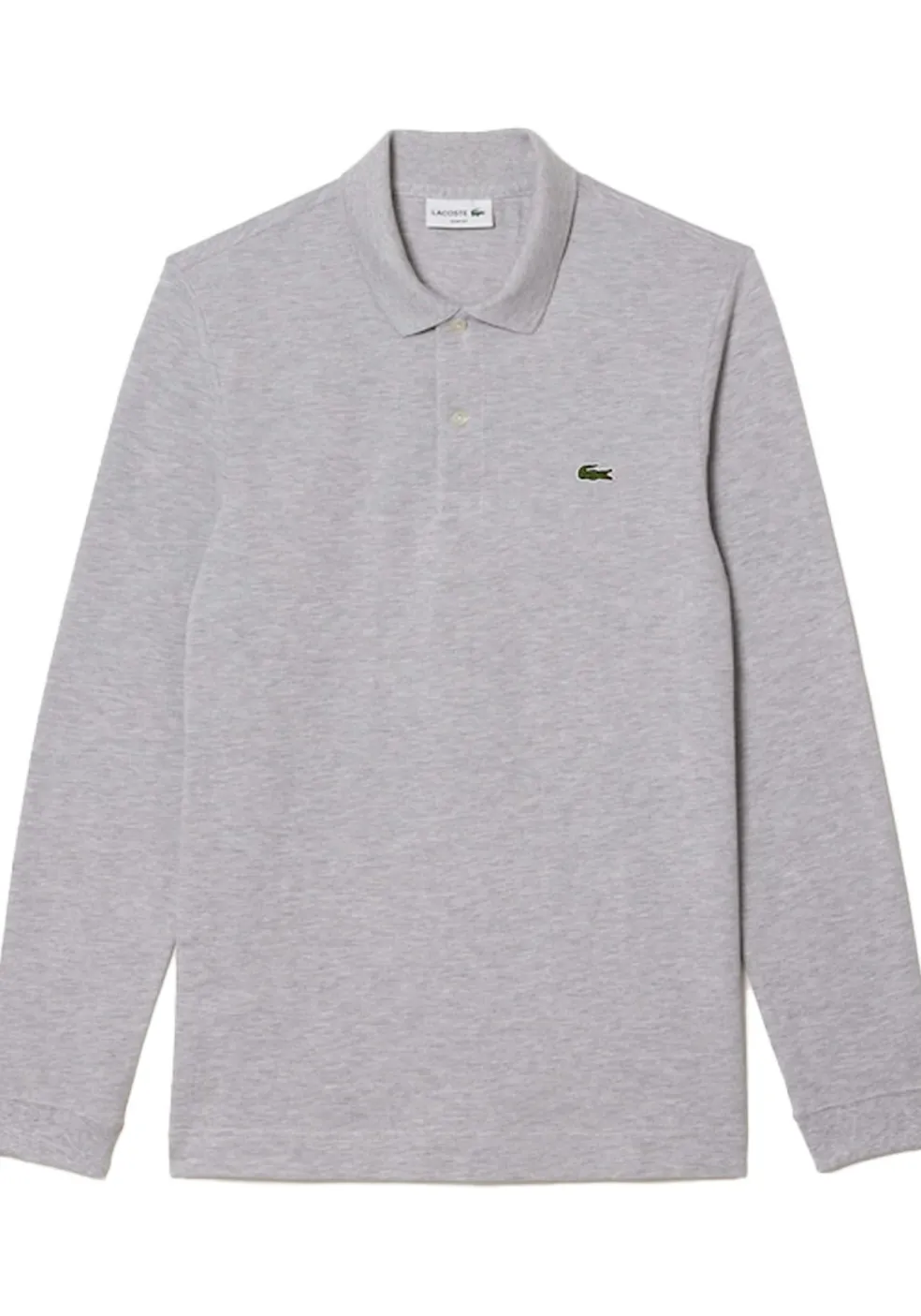 Lacoste Slim Fit polo lange mouw, lichtgrijs melange