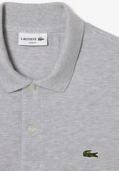 Lacoste Slim Fit polo lange mouw, lichtgrijs melange