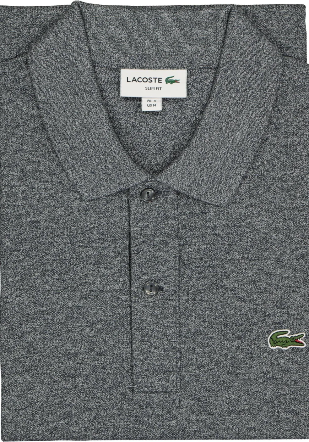 Lacoste Slim Fit polo, zwart met wit melange, Eclipse Jaspe