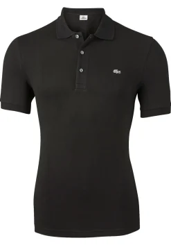 Lacoste stretch slim fit polo, heren polo extra getailleerd, zwart