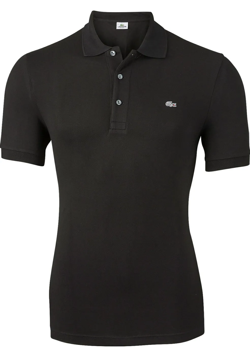 Lacoste stretch slim fit polo, heren polo extra getailleerd, zwart