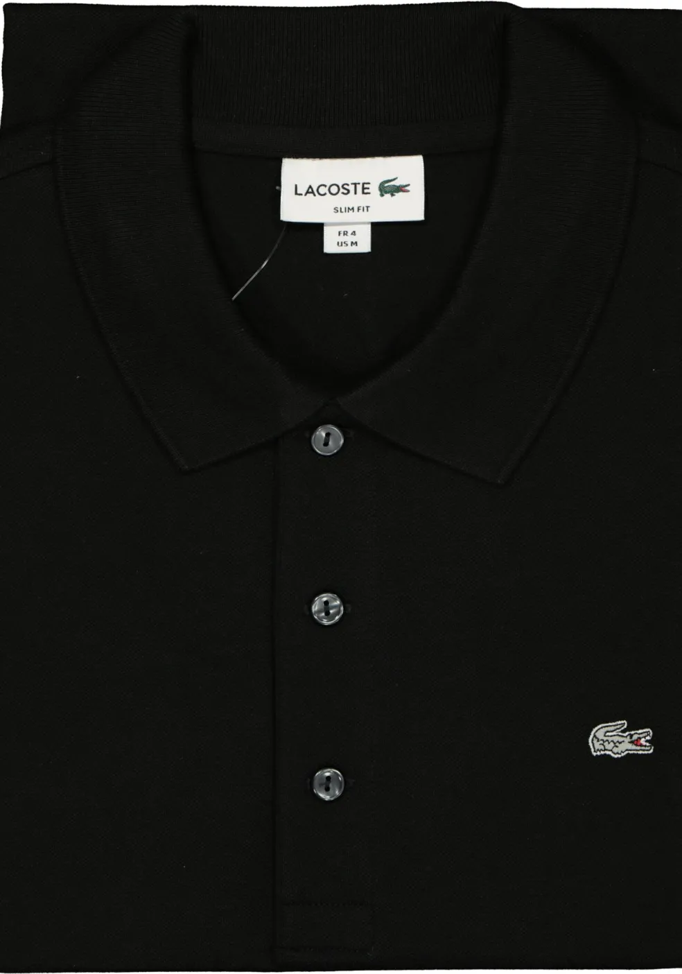 Lacoste stretch slim fit polo, heren polo extra getailleerd, zwart