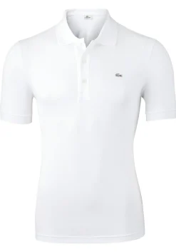 Lacoste stretch slim fit polo, heren polo extra getailleerd, wit