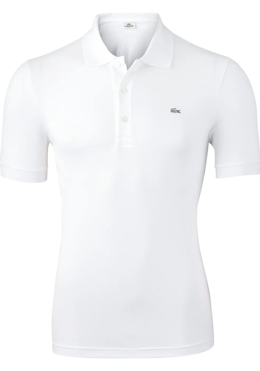 Lacoste stretch slim fit polo, heren polo extra getailleerd, wit