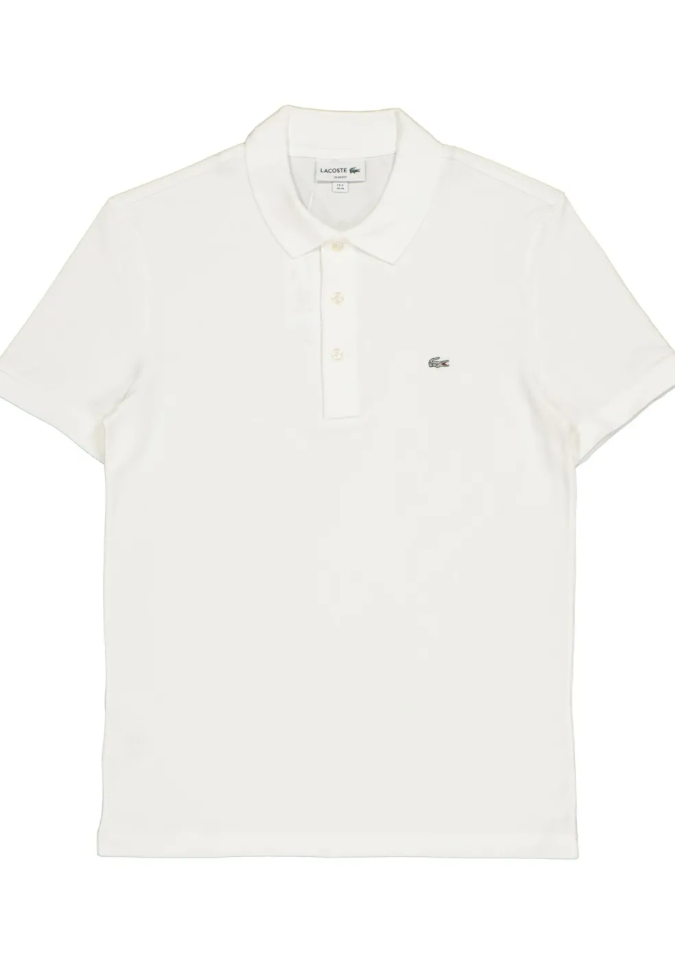 Lacoste stretch slim fit polo, heren polo extra getailleerd, wit
