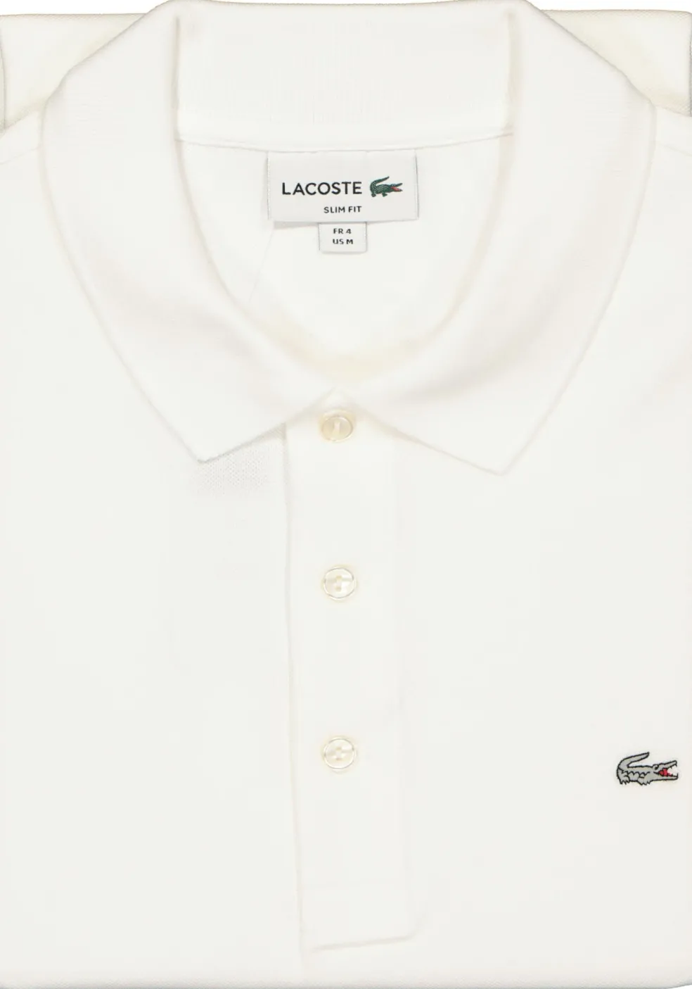 Lacoste stretch slim fit polo, heren polo extra getailleerd, wit