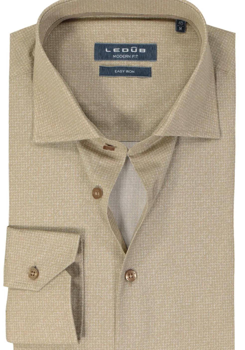 Ledub modern fit overhemd, beige mini dessin