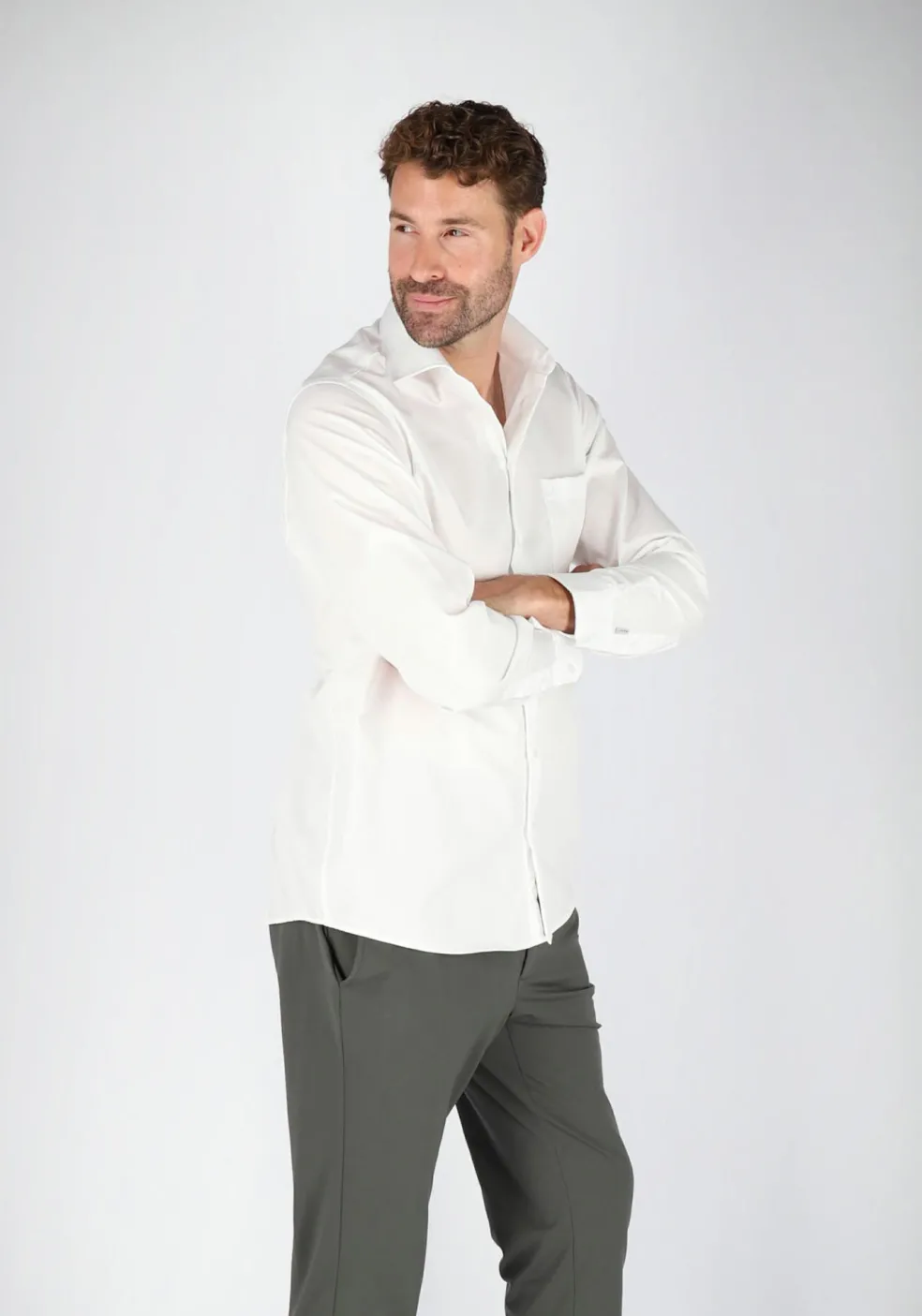 Ledub modern fit overhemd, beige twill