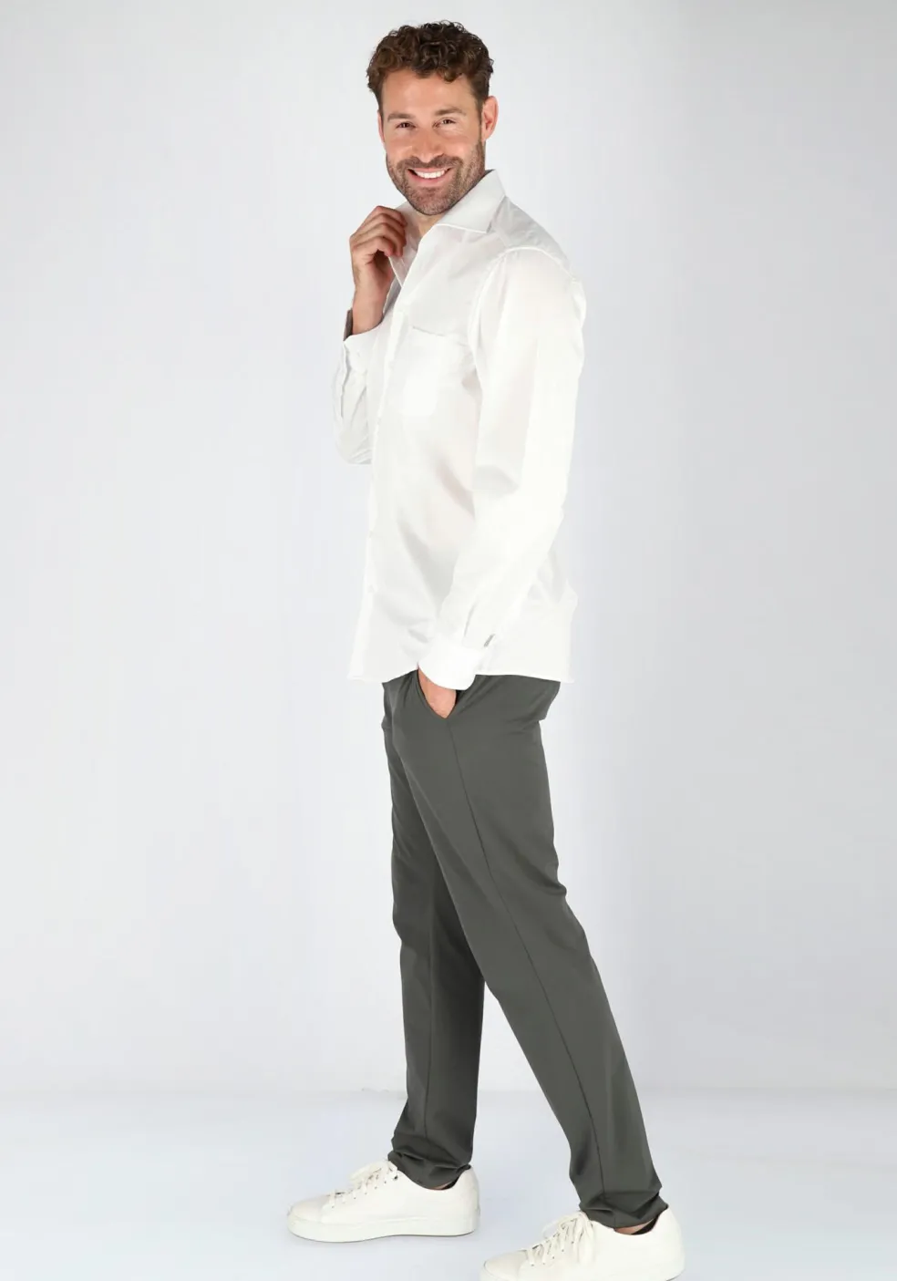 Ledub modern fit overhemd, beige twill