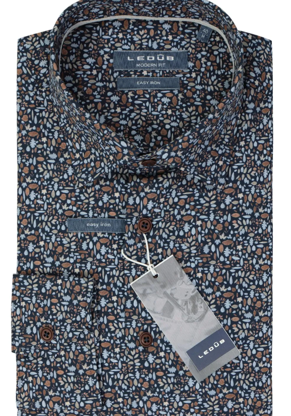 Ledub modern fit overhemd, donkerblauw