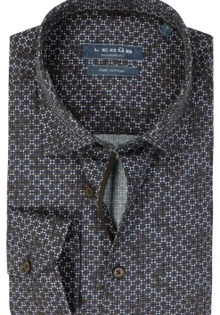 Ledub modern fit overhemd, donkerbruin