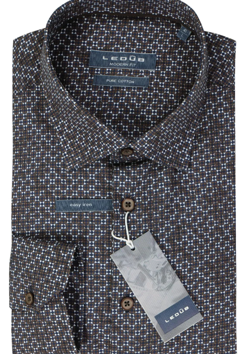 Ledub modern fit overhemd, donkerbruin