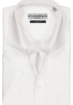 Ledub modern fit overhemd, korte mouw, wit twill