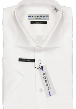Ledub modern fit overhemd, korte mouw, wit twill