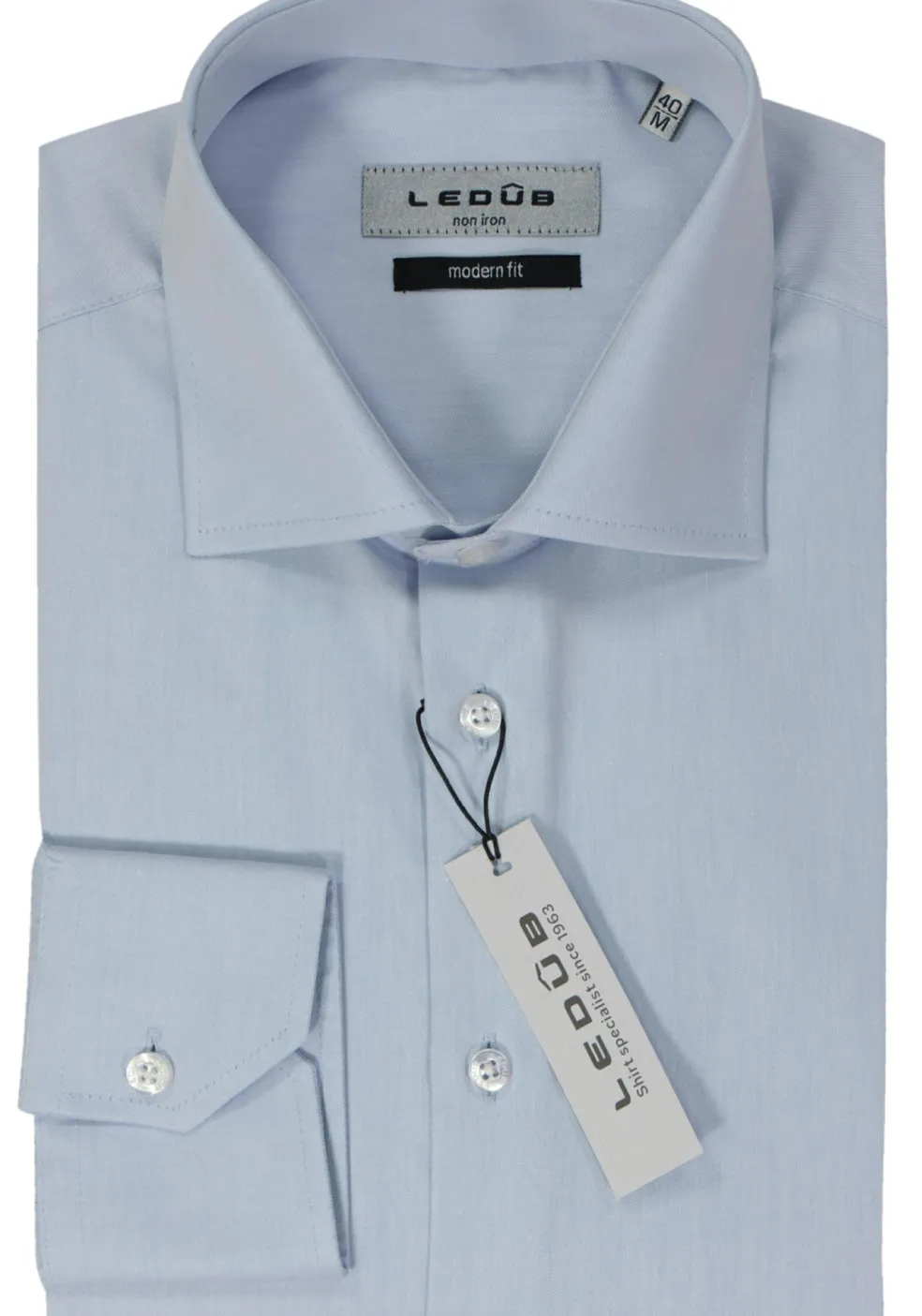Ledub modern fit overhemd, lichtblauw twill