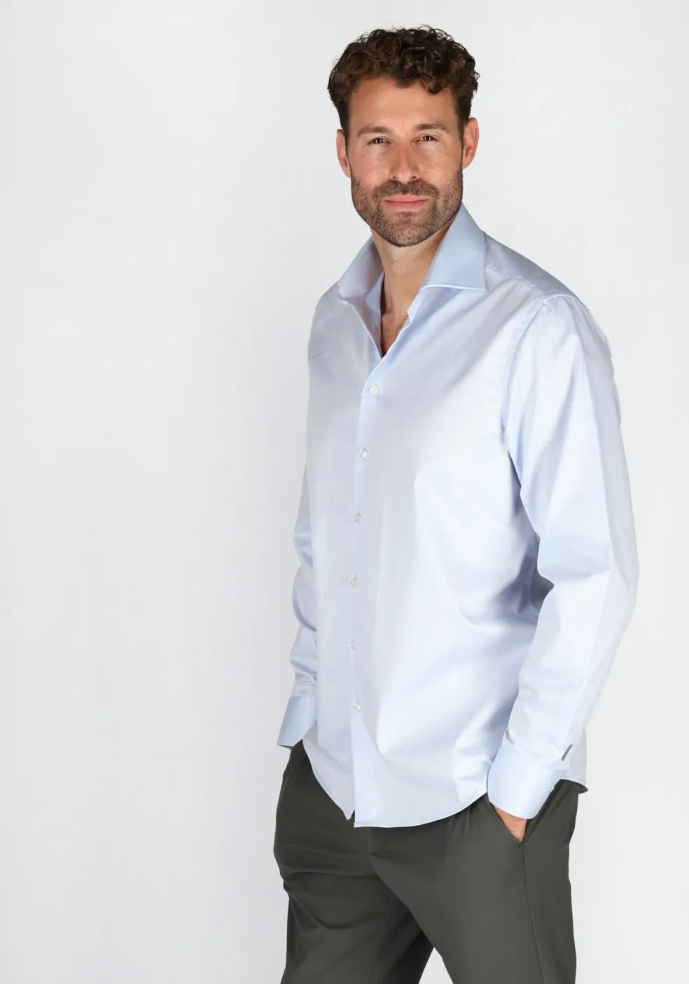 Ledub modern fit overhemd, lichtblauw twill