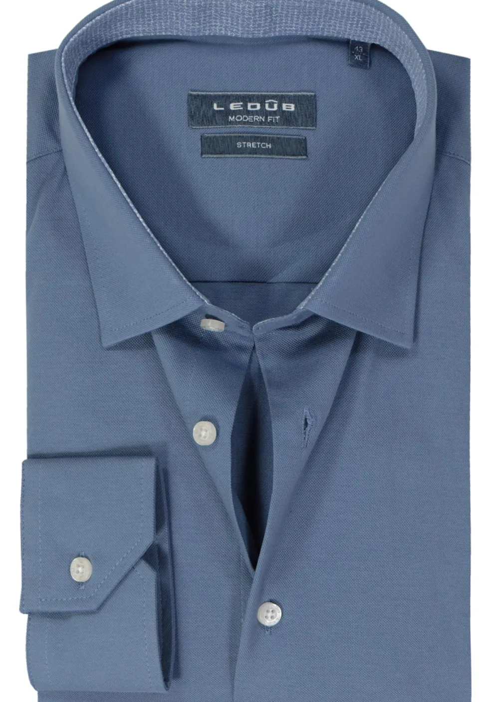 Ledub modern fit overhemd, lichtblauw tricot