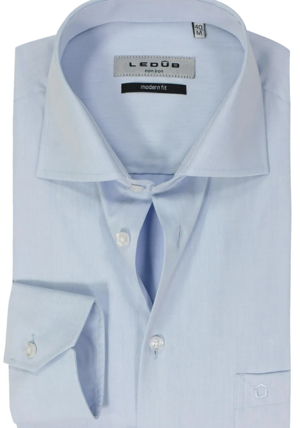 Ledub modern fit overhemd, lichtblauw twill