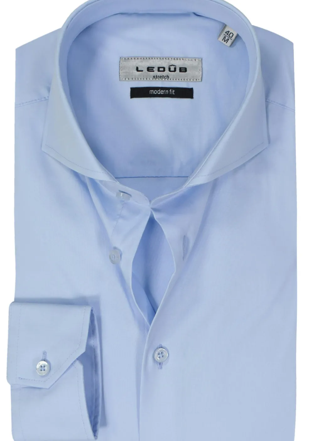 Ledub modern fit overhemd, lichtblauw stretch