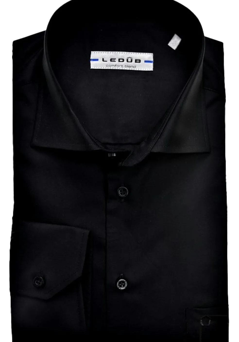 Ledub modern fit overhemd, mouwlengte 72 cm, zwart